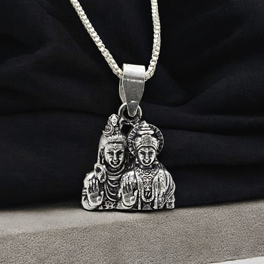 925 Real Sterling Silver Oxidized Shiv Parvati pendant