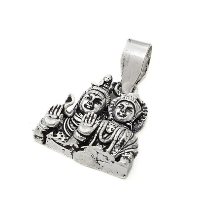 925 Real Sterling Silver Oxidized Shiv Parvati pendant
