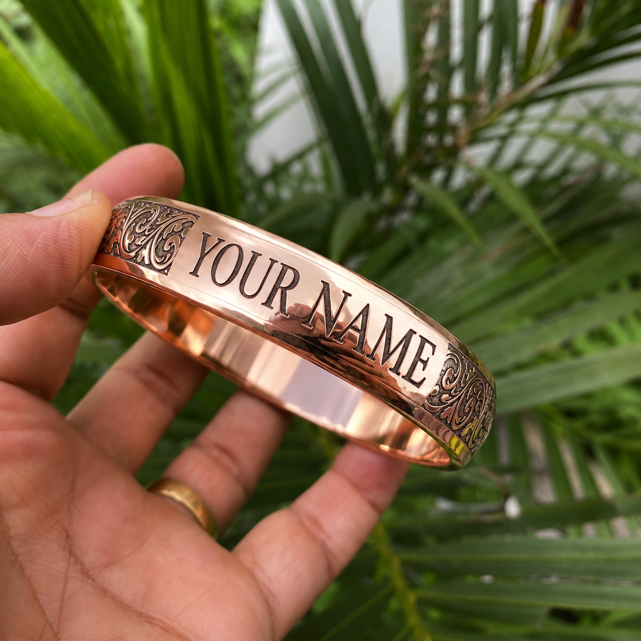 Personalized Engraved Heavy 180-200 Grams Copper Kada