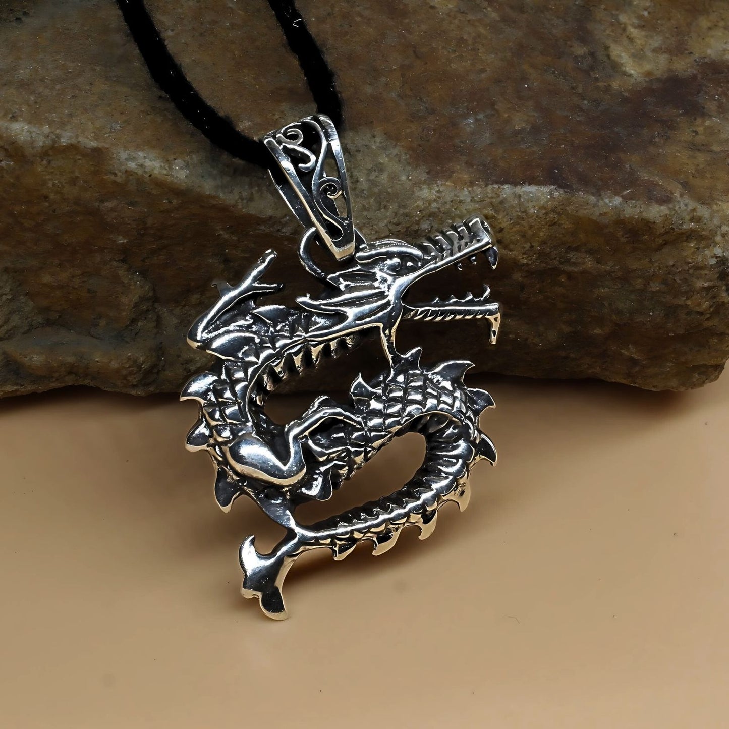 Real 925 Silver Oxidized amazing Dragon Charm Pendant