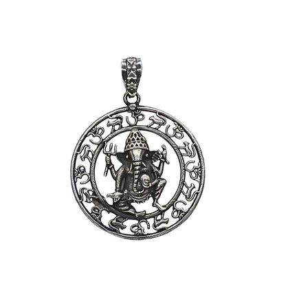 925 Real Silver Ganesh Om Symbol Sacred Geometry Unisex Pendant