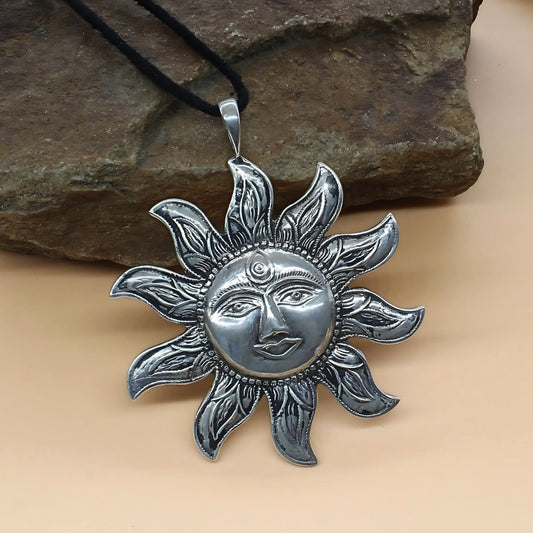 925 Real Silver Lord Suryanarayana Sun Design vintage look Pendant