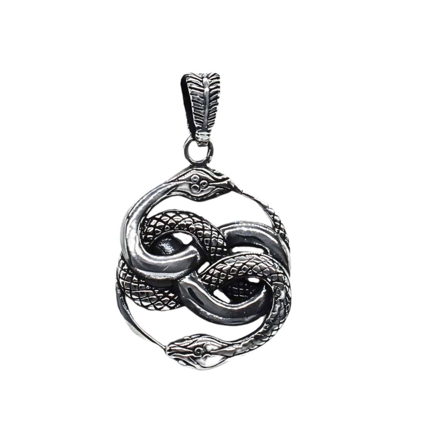 925 Real Silver Auryn Double Coiled Two-headed Snake Unisex Pendant