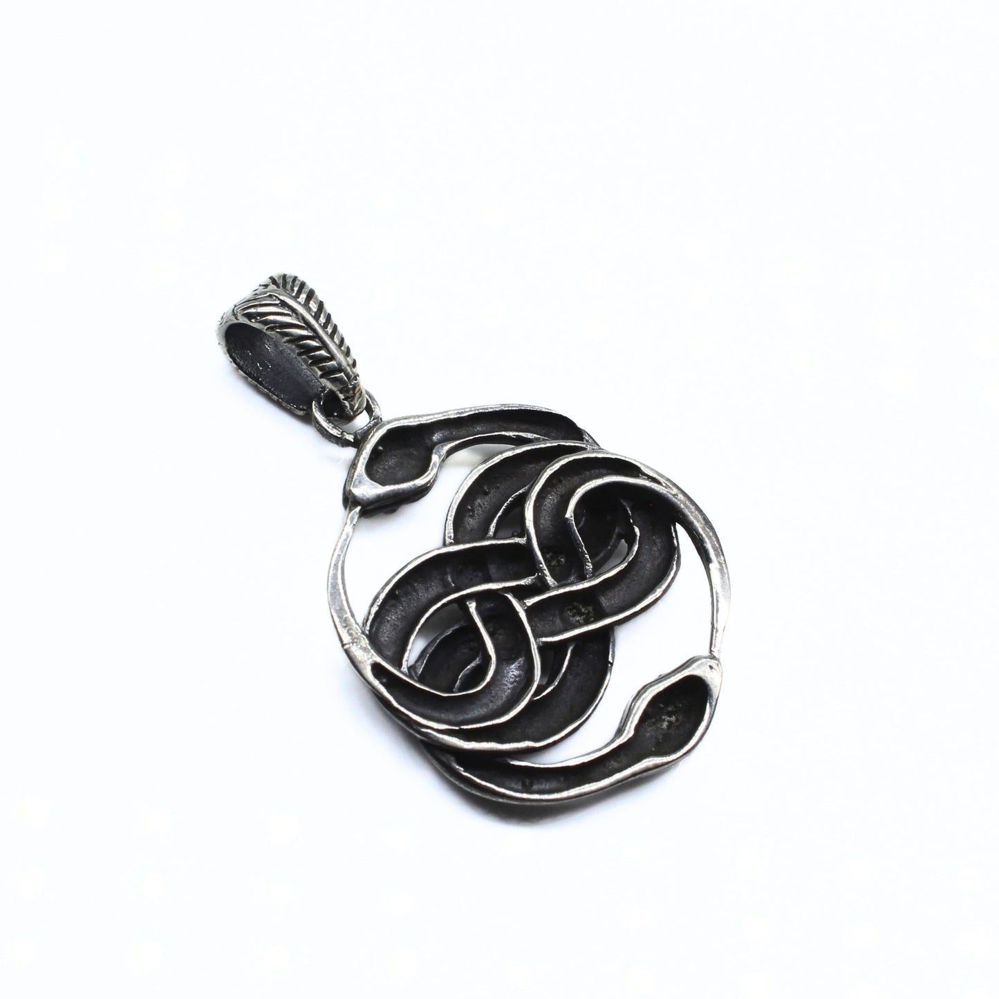 925 Real Silver Auryn Double Coiled Two-headed Snake Unisex Pendant