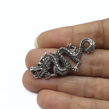 Real Silver Oxidized  gorgeous dragon charms Pendant