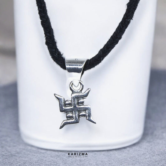 925 Sterling Silver fabulous handmade Oxidized Swastik Pendant