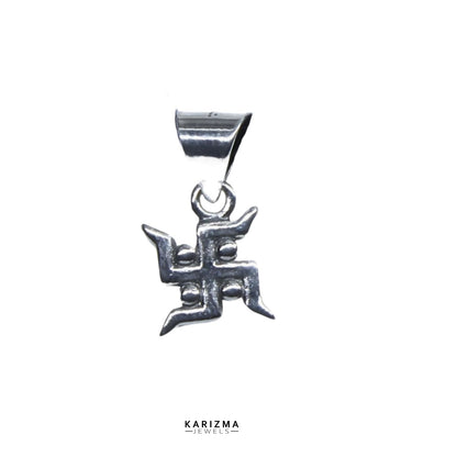 925 Sterling Silver fabulous handmade Oxidized Swastik Pendant