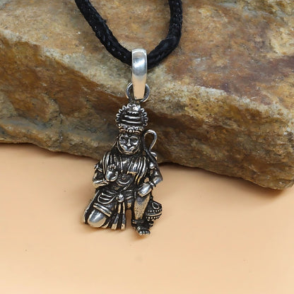 Real 925 Silver Oxidized Indian Lord Hanuman Pendant