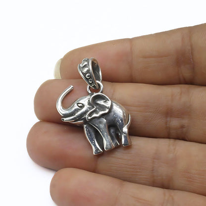 Real Silver Oxidized cute Elephant in small size unisex Pendant