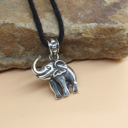 Real Silver Oxidized cute Elephant in small size unisex Pendant