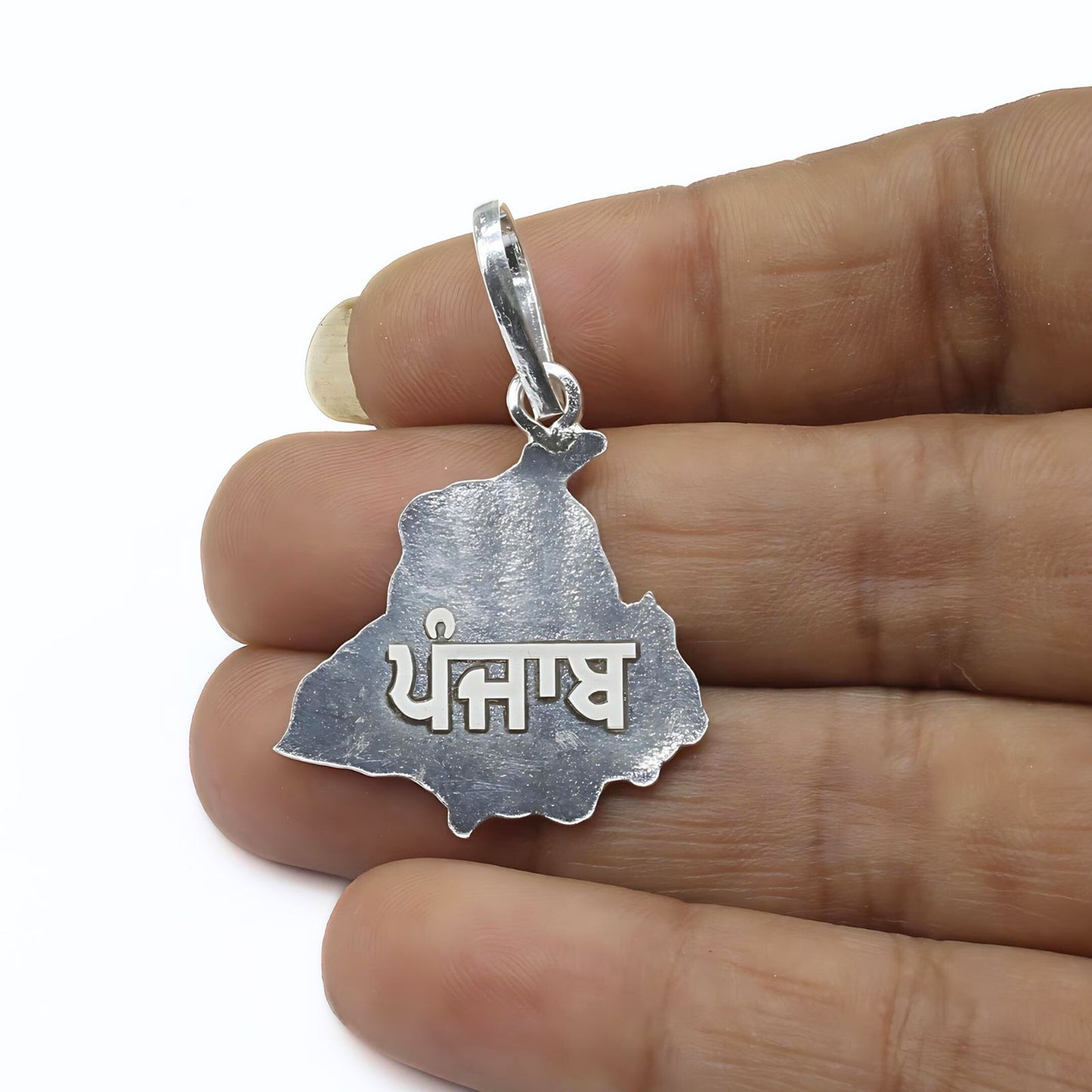 Pure Silver Punjab Map pendant for Sikh's with Punjab engraving on it.