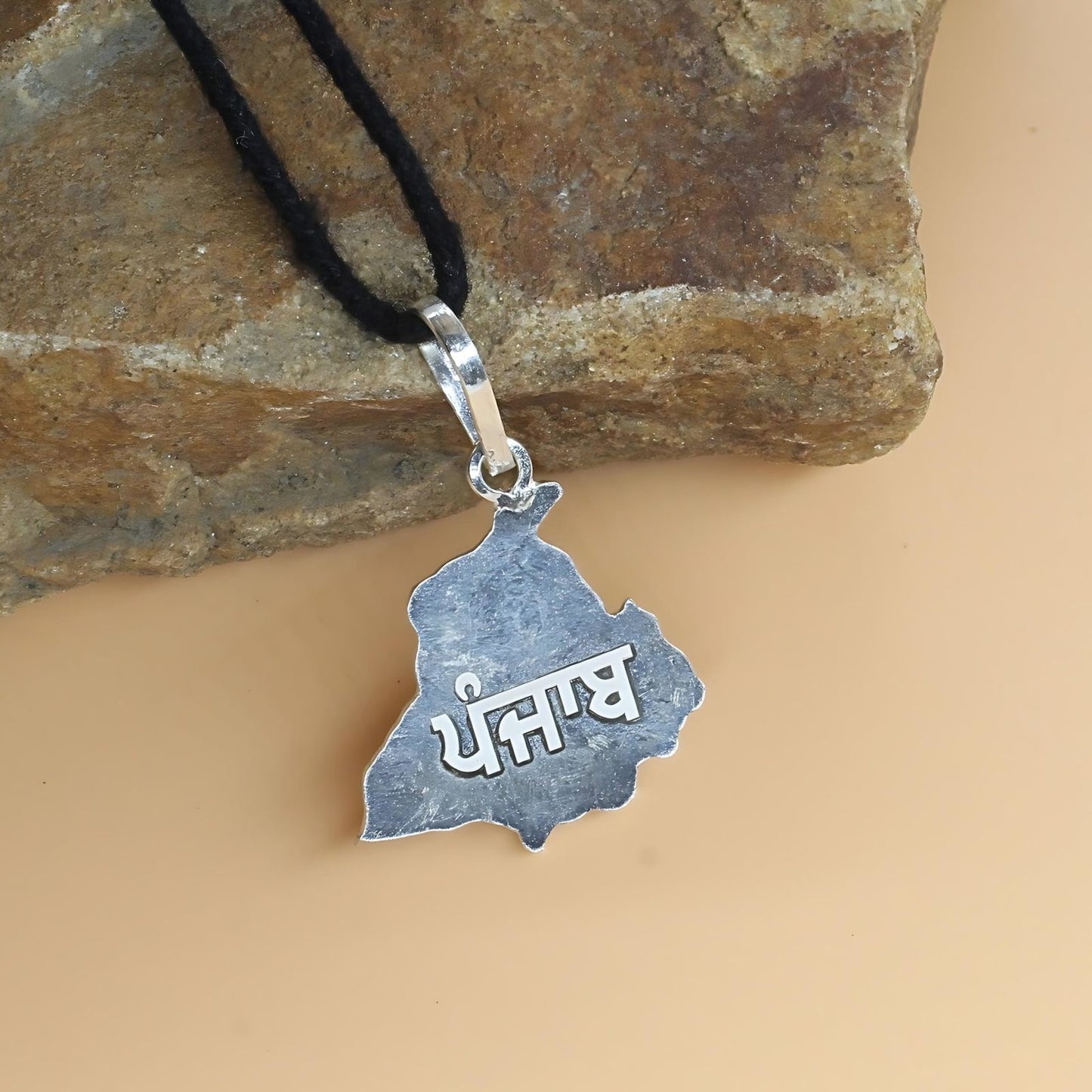 Pure Silver Punjab Map pendant for Sikh's with Punjab engraving on it.