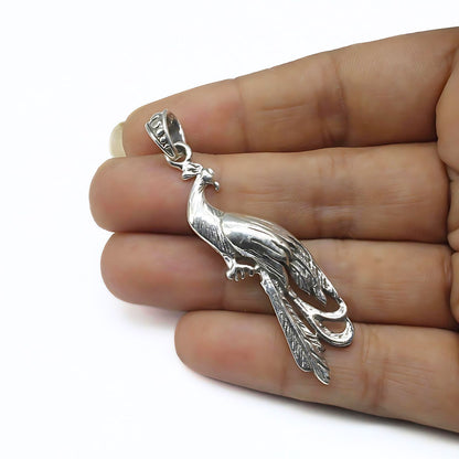 925 Real Silver Beautiful Peacock Elegance handmade Unisex Pendant