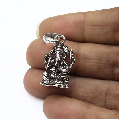 925 Real Silver Oxidized cultural design Lord Ganesha Pendant