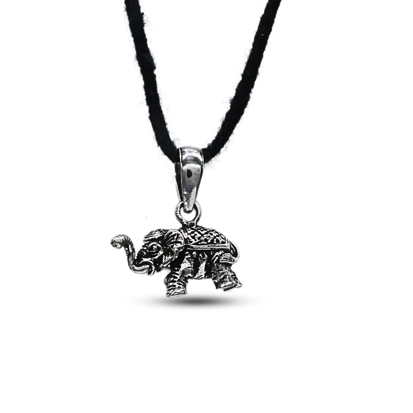 925 Real Silver Oxidized Cute Little Elephant With Trunk Up Pendant