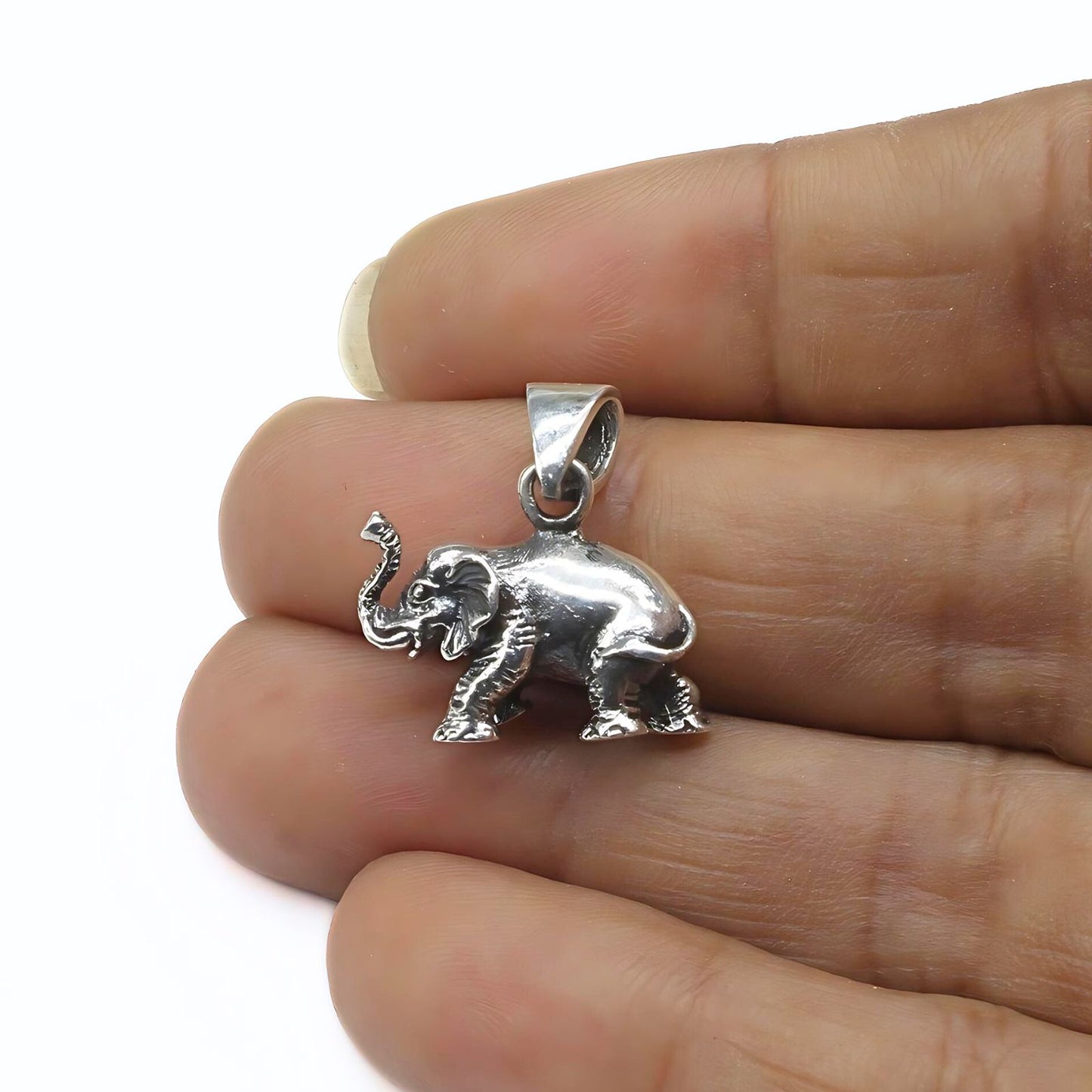 925 Real Silver fabulous vintage look 3D Elephant Unisex Pendant