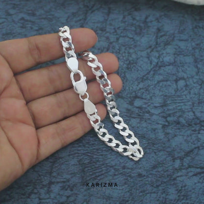 Classic 925 Sterling Silver Curb Link Chain Bracelet