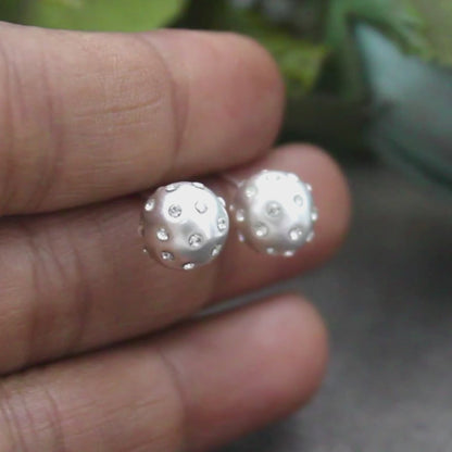 Dainty Minimalist 925 Sterling Silver White CZ Small Ball Stud Earrings for Women, Gift Idea
