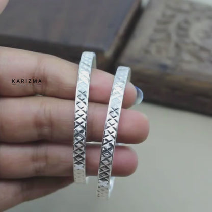 Indian Style Real Silver Bangles Bracelet (Kangan) Pair