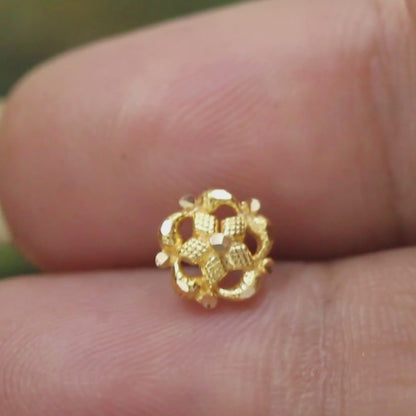 18K Real Gold Floral Nose pin nose ring Push Pin