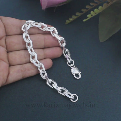 Stylish Men's Sterling Silver Cable Link Bracelet - 925 Sterling Silver