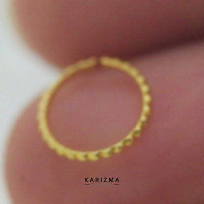 Nozera 18K Real Gold simple textured wire Nose Ring