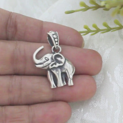 Real Silver Oxidized cute Elephant in small size unisex Pendant