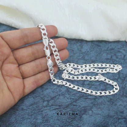 Trendy Real 925 Sterling Silver Cuban Link Men's Neck Chain 20"