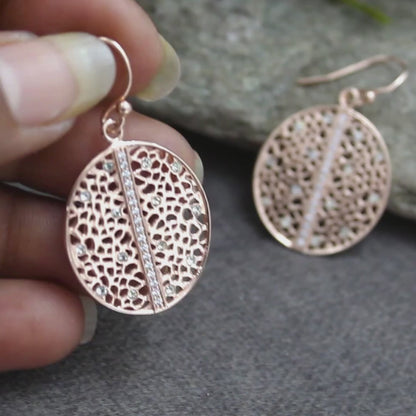 Elegant 925 Sterling Silver White CZ Rose Gold Drops Earrings