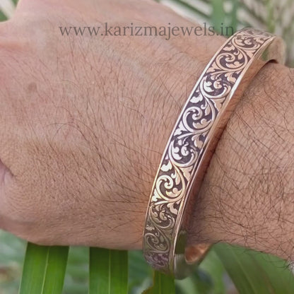Heavy 180-200 Grams Jointless Engraved Copper Kada for Men