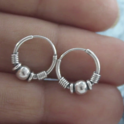 925 Real Sterling Silver Oxidized elegant bali hoop earrings for women - Pair