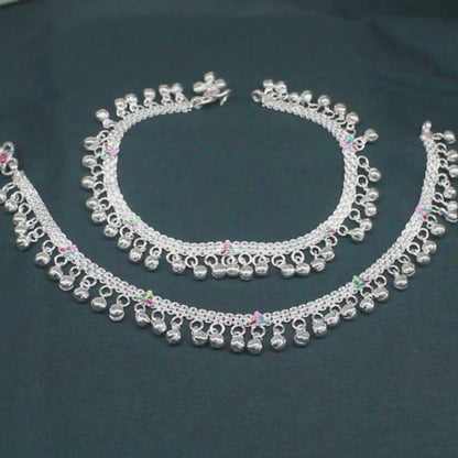 Real Silver Women Payal Anklet with Ghungroo – Pair 10 inch