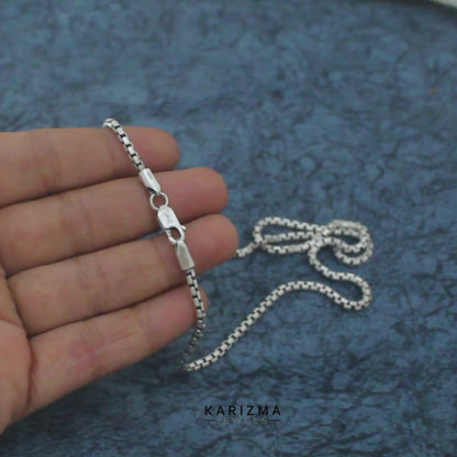 Oxidized Sterling Silver Box Chain for Men & Women – 20 Inch