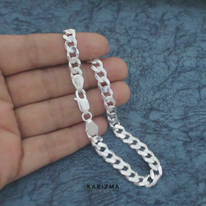 925 Sterling Silver amazing Cuban Link Men's Chain Bracelet 8.5"