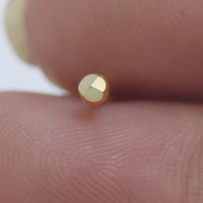 18K Real Gold Diamond-Cut Ball Threadless Nose Stud