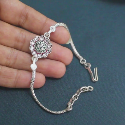 Real Sterling Silver Bracelet Floral Rakhi 6.5"