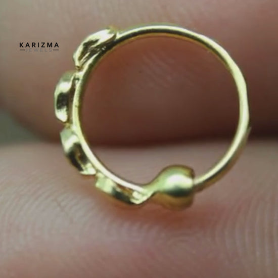 Traditional 14K Real Gold Nath Nose Hoop Ring for women