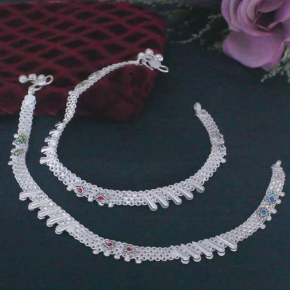 Traditional Real Sterling Silver women Anklet Ankle Bracelet 10.2"
