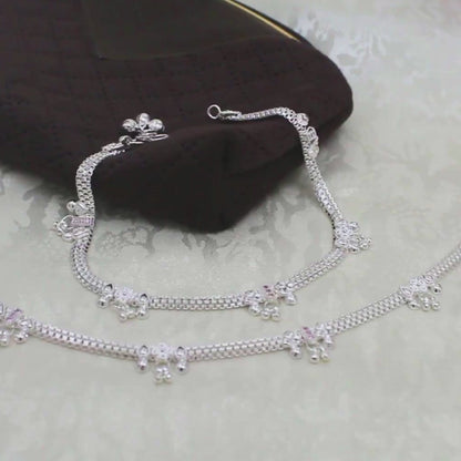 Party Style Real Silver Jhanjhar Anklet with Graceful Look 10.3"
