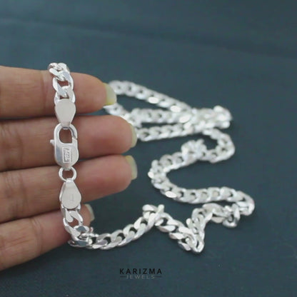 Real 925 Silver Stylish Cuban link Men's Neck Chain 24"