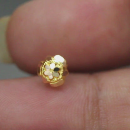 Floral 18K Real Gold women Nose pin nose ring Push Pin