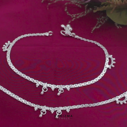Real Silver Party Wear Chandi Ki Jhanjhar Anklet for Women - 10.3 in