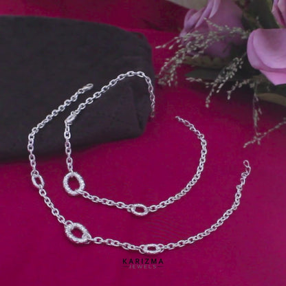 Unique 925 Sterling Silver women Chain Anklet Pair 9.5"