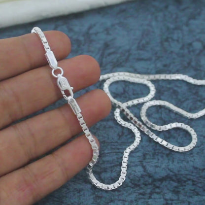 925 Hallmarked Sterling Silver Box Chain (20") – High-Shine