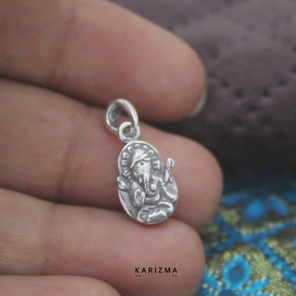 Traditional Mini Ganesha 925 Fine Silver Oxidized Pendant