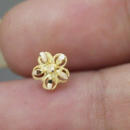 18K Real Gold women Star Nose pin nose ring Push Pin