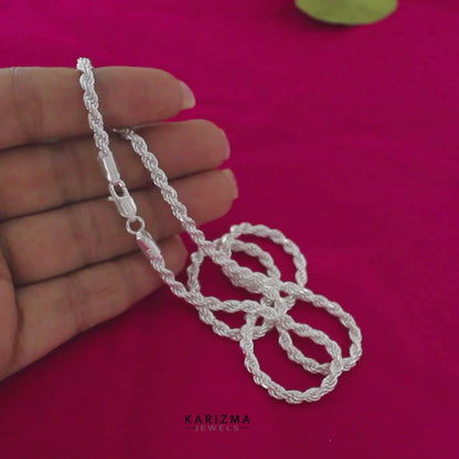Real Sterling Silver Rope Style Chain 20" Neck Chain