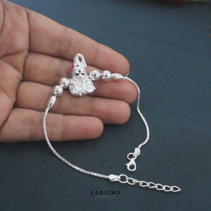 925 Real Sterling Silver Bracelet Lord Shiva Rakhi 7.5"