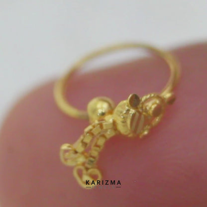 18K Real Gold Elegant Dangle Nose Ring for Women