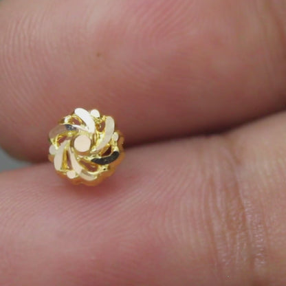18K Real Gold women spiral Nose pin nose ring Push Pin